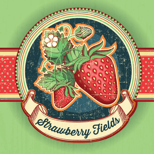 Этикетка варенье. Strawberry fields.